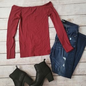 Free People Intimately Long Sleeve Off-the-shoulder Top